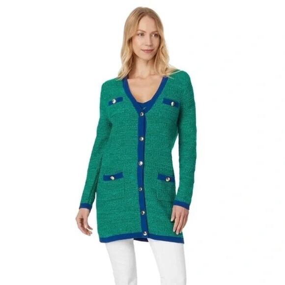 Lilly Pulitzer Tannery Sweater (Sweater Only) Cardigan Green Blue Size XL NEW - Picture 1 of 16
